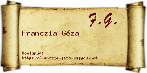 Franczia Géza névjegykártya