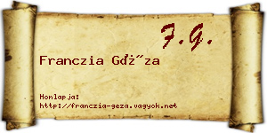 Franczia Géza névjegykártya